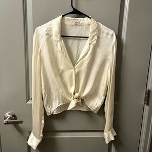 Aritzia Wilfred Tie Front Blouse - Champagne
